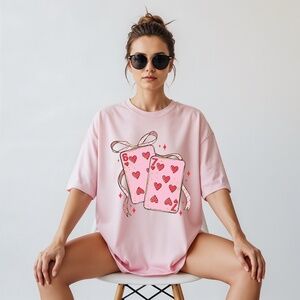 67 Valentine's day Hearts cards T-shirt S M L XL New Graphic Tees Lucky 6 7